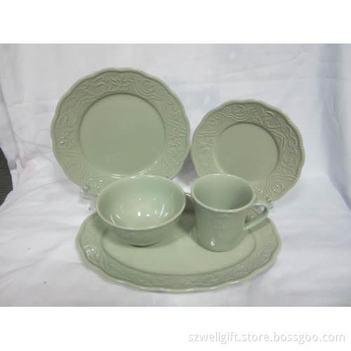Stoneware Embossment Dinner Set